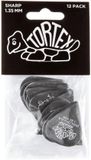 DUNLOP Jim Dunlop Tortex Sharp - Plectrums - 1,35 mm - Player's Pack 12 Stuks