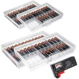 GlossyEnd Set van 4 - Twee AA en twee AAA batterij opbergdoos, batterij opbergkoffer, batterijhouder, helder. Elke koffer bevat 48 batterijen