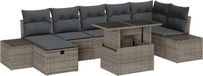 vidaXL Tuinbank - Set - 8 - st - poly - rattan - Grijs/Donkergrijs