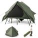 Coast Field lit de camping pour 2 personnes - Lit de camping 204 x 126 x 46 cm - Tente pop-up 204 x 128 x 105 cm - Housse de pluie imperméable en Oxford - 2 portes et fenêtres en filet - Sac de rangement à roulettes - Vert