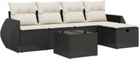 vidaXL 6-delige loungeset met kussens, polyrattan, zwart