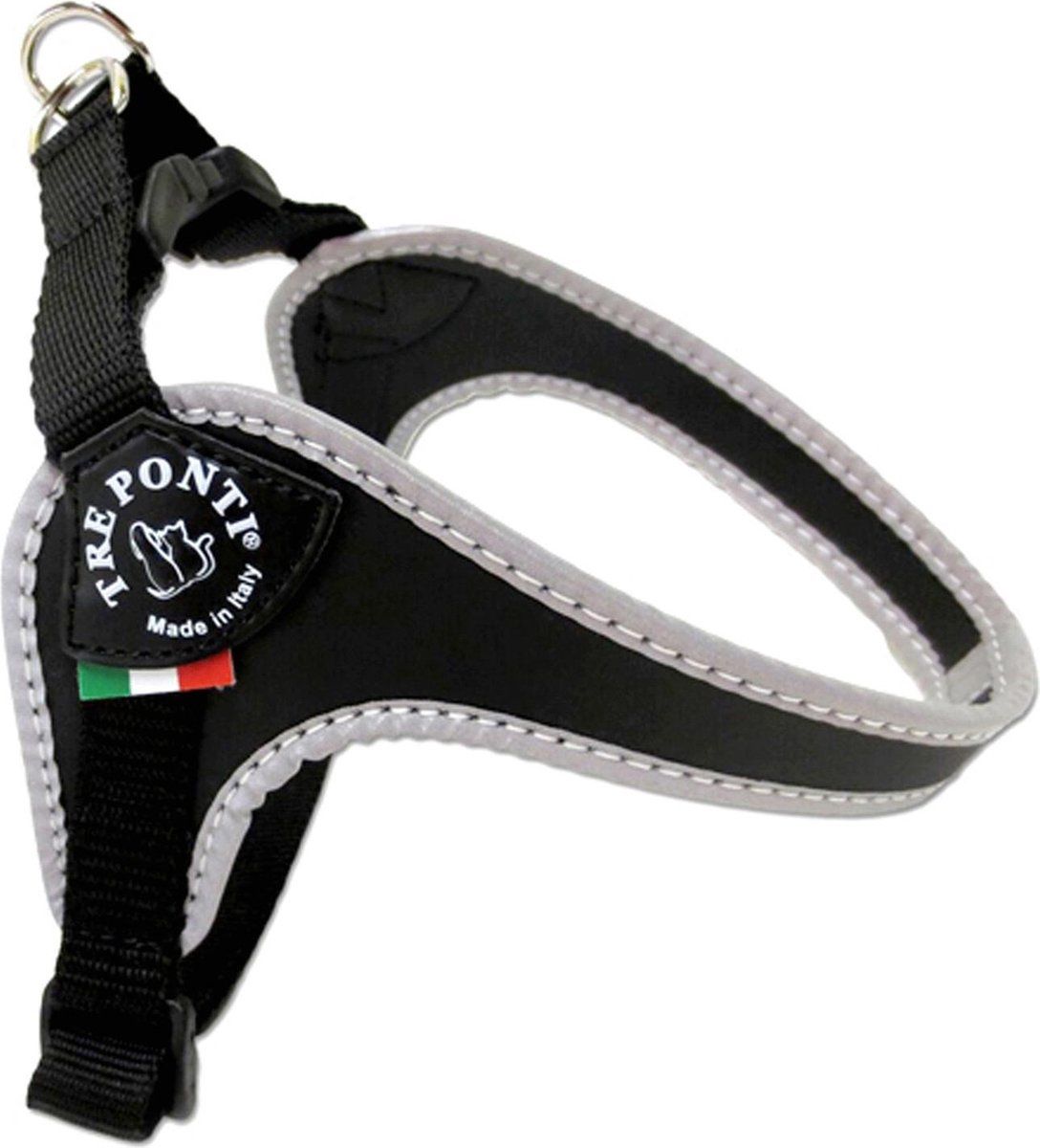 Tre Ponti Fibbia Basic Tuig Zwart&Reflecterend - Hondenharnas - 35 - 49 cm