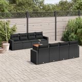 Maison Exclusive - Ensemble de meubles de jardin 9 pièces avec canapé et coussins, noir, en polyrotin