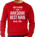 Bellatio Decorations Awesome best man - geweldige getuige cadeau sweater rood heren - kado trui M