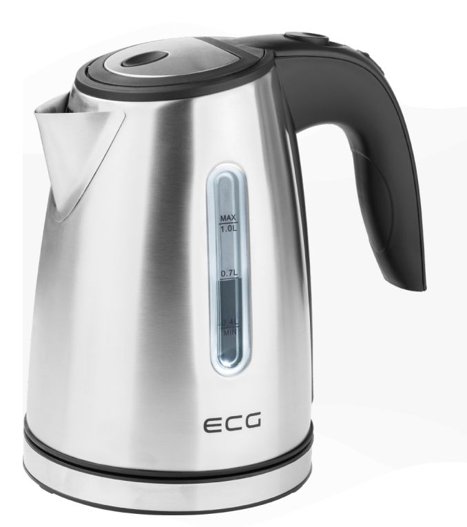 ECG RK 1050 Waterkoker - 1.0 liter - Zwart/Staal