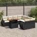 Maison Exclusive - Ensemble de meubles de jardin 9 pièces avec canapé et coussins, noir, en polyrotin