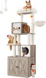 Arbre à chat Feandrea – Meuble de litière intégré – Gris