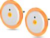 Veiligheidslampen, licht warmwit (1500-1800K), set van 2, rond, met schemersensor en bewegingsmelder