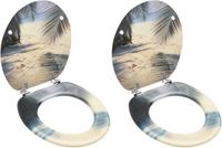 vidaXL Toiletbril met deksel 2 stuks strand MDF Meerkleurig