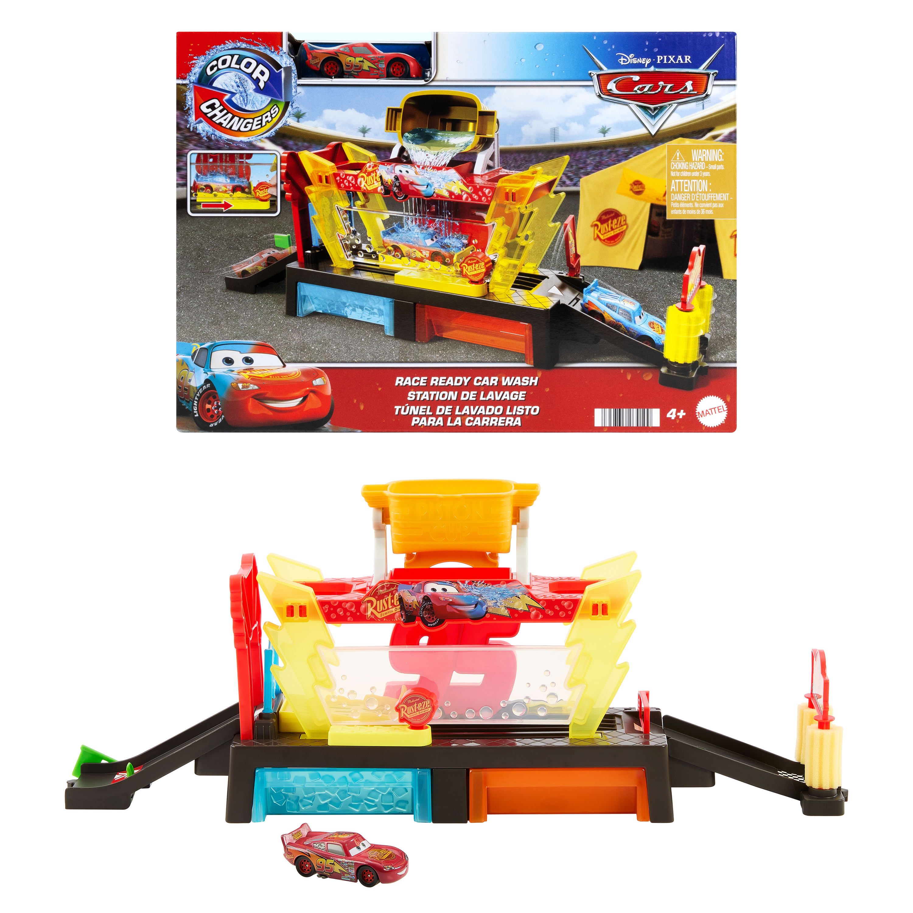 Mattel Disney en Pixar Cars Autowasstraat Klaar voor de Race - Speelset met Kleurverandering